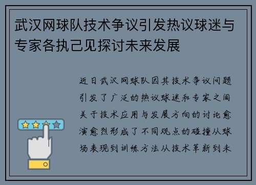 武汉网球队技术争议引发热议球迷与专家各执己见探讨未来发展